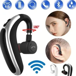 Wireless Bluetooth 5.0 Headset Waterproof Sport Bluetooth Earpiece Business Earhook Earphones Driving Trucker Headset Earbuds Noise Cancelling with Microphone for IOS Android Windows Smartphone