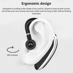Wireless Bluetooth 5.0 Headset Waterproof Sport Bluetooth Earpiece Business Earhook Earphones Driving Trucker Headset Earbuds Noise Cancelling with Microphone for IOS Android Windows Smartphone