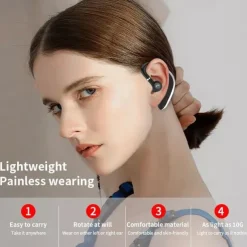 Wireless Bluetooth 5.0 Headset Waterproof Sport Bluetooth Earpiece Business Earhook Earphones Driving Trucker Headset Earbuds Noise Cancelling with Microphone for IOS Android Windows Smartphone