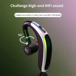 Wireless Bluetooth 5.0 Headset Waterproof Sport Bluetooth Earpiece Business Earhook Earphones Driving Trucker Headset Earbuds Noise Cancelling with Microphone for IOS Android Windows Smartphone