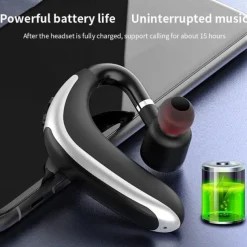 Wireless Bluetooth 5.0 Headset Waterproof Sport Bluetooth Earpiece Business Earhook Earphones Driving Trucker Headset Earbuds Noise Cancelling with Microphone for IOS Android Windows Smartphone