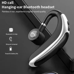 Wireless Bluetooth 5.0 Headset Waterproof Sport Bluetooth Earpiece Business Earhook Earphones Driving Trucker Headset Earbuds Noise Cancelling with Microphone for IOS Android Windows Smartphone