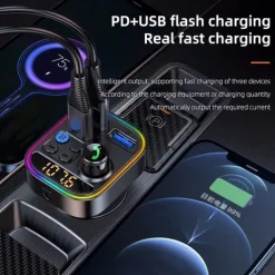 Wireless Bluetooth Car Adapter Bluetooth 5.3 FM Transmitter AUX Radio Receiver MP3 Player Handsfree Call Type-C USB Car charger