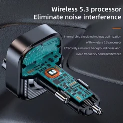 Wireless Bluetooth Car Adapter Bluetooth 5.3 FM Transmitter AUX Radio Receiver MP3 Player Handsfree Call Type-C USB Car charger