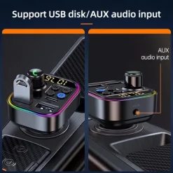 Wireless Bluetooth Car Adapter Bluetooth 5.3 FM Transmitter AUX Radio Receiver MP3 Player Handsfree Call Type-C USB Car charger