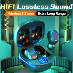 Wireless Bluetooth Earbuds TWS Headphones with LED Power Display in-Ear Stereo Earphones with Microphone