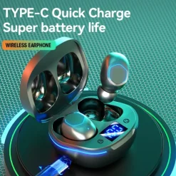 Wireless Bluetooth Earbuds TWS Headphones with LED Power Display in-Ear Stereo Earphones with Microphone