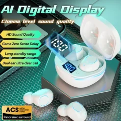 Wireless Bluetooth Earbuds TWS Headphones with LED Power Display in-Ear Stereo Earphones with Microphone