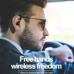 Wireless Bluetooth5.0 Headphone, Long Standby Business Earphone with Microphone, Waterproof Sport Bluetooth Headset, Noise Cancelling Earhook Earbuds for IOS Android Windows Smartphone