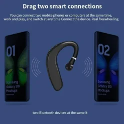 Wireless Bluetooth5.0 Headphone, Long Standby Business Earphone with Microphone, Waterproof Sport Bluetooth Headset, Noise Cancelling Earhook Earbuds for IOS Android Windows Smartphone