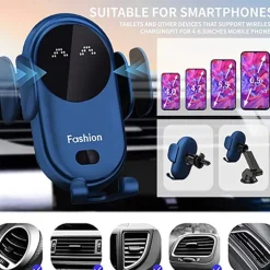Wireless Car Charger Phone Mount Car Wireless Charger Phone Holder Infrared Induction 10W Qi Fast Charge Compatible For All