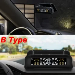 Wireless Car Tire Pressure Monitor Car TPMS Tyre Pressure Monitoring System Solar Power Digital LCD Display USB Auto Tire Security Alarm External Inner Sensor