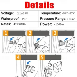 Wireless Car Tire Pressure Monitor Car TPMS Tyre Pressure Monitoring System Solar Power Digital LCD Display USB Auto Tire Security Alarm External Inner Sensor