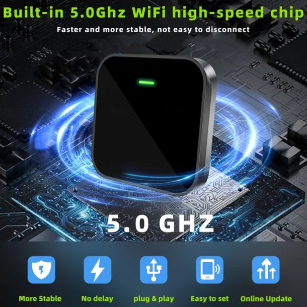 Wireless CarPlay Adapter for iPhone Apple Carplay Wireless Adapter Convert Wired to Wireless CarPlay Dongle Plug & Play WiFi Auto Fast Connect for Cars