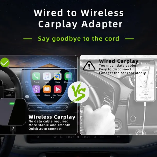 Wireless CarPlay Adapter for iPhone Apple Carplay Wireless Adapter Convert Wired to Wireless CarPlay Dongle Plug & Play WiFi Auto Fast Connect for Cars