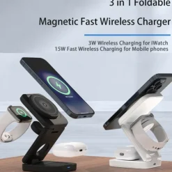 Wireless Charger 15 W Output Power Wireless Charging Station CE Certified Fast Wireless Charging MagSafe Universal For iPhone 14/13/12/11 Pro Max Universal Cellphone Gear Fit 2 R360 Apple Watch