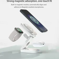 Wireless Charger 15 W Output Power Wireless Charging Station CE Certified Fast Wireless Charging MagSafe Universal For iPhone 14/13/12/11 Pro Max Universal Cellphone Gear Fit 2 R360 Apple Watch