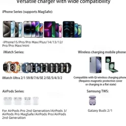 Wireless Charger 15 W Output Power Wireless Charging Station CE Certified Fast Wireless Charging MagSafe Universal For iPhone 14/13/12/11 Pro Max Universal Cellphone Gear Fit 2 R360 Apple Watch