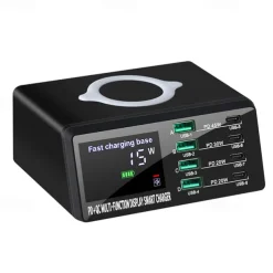 Wireless Charger Charging Station 15/18 W Output Power 8 Port Wireless Charging Stand Multi USB Charger Station Wireless Charger ROHS CE Certified FCC Fast Wireless Charging Lightweight Universal For