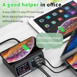 Wireless Charger Charging Station 15/18 W Output Power 8 Port Wireless Charging Stand Multi USB Charger Station Wireless Charger ROHS CE Certified FCC Fast Wireless Charging Lightweight Universal For
