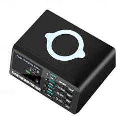 Wireless Charger Charging Station 15/18 W Output Power 8 Port Wireless Charging Stand Multi USB Charger Station Wireless Charger ROHS CE Certified FCC Fast Wireless Charging Lightweight Universal For