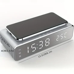 Wireless Charger Time Alarm Clock LED Digital Thermometer Earphone Phone Chargers Fast Charging Dock Station For IPhone 15 14 13 12 Samsung
