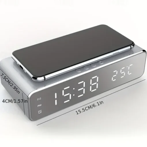 Wireless Charger Time Alarm Clock LED Digital Thermometer Earphone Phone Chargers Fast Charging Dock Station For IPhone 15 14 13 12 Samsung