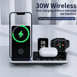 Wireless Charger 30W Output Power Wireless Charging Station Foldable Charging Station CE Certified Fast Wireless Charging MagSafe 4 in 1 For Compatible with any wireless charging enabled devices