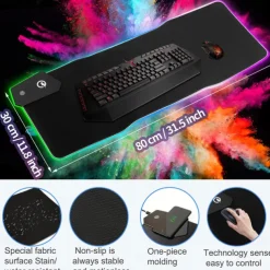 Wireless Charging Mouse Pad Gamer Mousepad Oversized RGB Luminous Desk Mat Computer Laptop Keyboard Non-slip Glowing LED Cushion