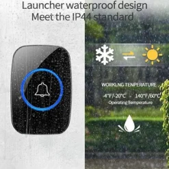 Wireless Doorbell kitPlug-in Receiverelderly pagerWaterproof Push Button with 1000 feet Operating Range 5 Volume Levels60 ChimesLED flash&CD Sound For Home/Office/Classroom Use