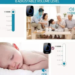 Wireless Doorbell kitPlug-in Receiverelderly pagerWaterproof Push Button with 1000 feet Operating Range 5 Volume Levels60 ChimesLED flash&CD Sound For Home/Office/Classroom Use