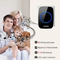 Wireless Doorbell kitPlug-in Receiverelderly pagerWaterproof Push Button with 1000 feet Operating Range 5 Volume Levels60 ChimesLED flash&CD Sound For Home/Office/Classroom Use