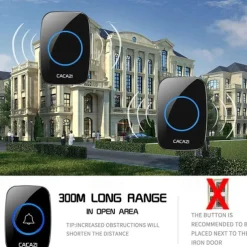 Wireless Doorbell kitPlug-in Receiverelderly pagerWaterproof Push Button with 1000 feet Operating Range 5 Volume Levels60 ChimesLED flash&CD Sound For Home/Office/Classroom Use