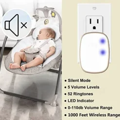 Wireless doorbell loud enough at 1000 feet with 4 levels of volume and silent mode doorbell LED blinking