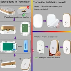 Wireless doorbell loud enough at 1000 feet with 4 levels of volume and silent mode doorbell LED blinking