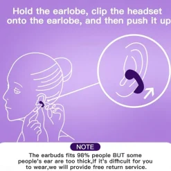 Wireless Ear Clip Bone Conduction Headphones Headset Clip On Open Ear Earbuds Bone Conduction Earbuds Head Set Workout Cycling Running Work Headphones Bone Conducting Induction Earphones