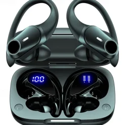 Wireless Earbuds Bluetooth Headphones 48hrs Play Back Sport Earphones with LED Display Over-Ear Buds with Earhooks Built-in Mic Headset for Workout