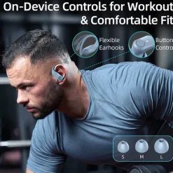 Wireless Earbuds Bluetooth Headphones 48hrs Play Back Sport Earphones with LED Display Over-Ear Buds with Earhooks Built-in Mic Headset for Workout
