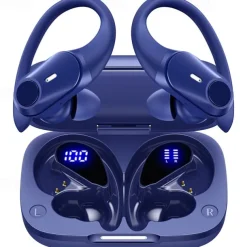 Wireless Earbuds Bluetooth Headphones 48hrs Play Back Sport Earphones with LED Display Over-Ear Buds with Earhooks Built-in Mic Headset for Workout