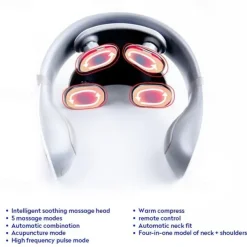 Wireless Electronic Neck Massager 4D Shiatsu Cervical Massager Stiff Neck Massage Health Care Therapy Pulse Pain Relief