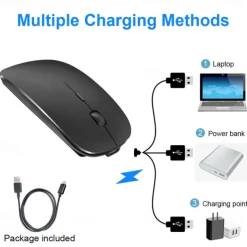 Wireless Optical Mouse Mice 2.4GHz USB Receiver Portable Mini Mice Rechargeable Adjustable DPI Levels Bluetooth Mouse Mice