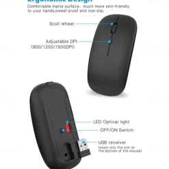 Wireless Optical Mouse Mice 2.4GHz USB Receiver Portable Mini Mice Rechargeable Adjustable DPI Levels Bluetooth Mouse Mice