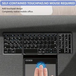 Wireless Rechargeable BT Keyboard With Touchpad & Numeric Keypad Perfect for Phone & Tablet