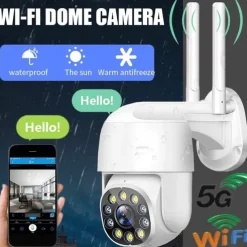 Wireless Wifi IP Dome Camera, Outdoor Waterproof Surveillance Camera, CCTV IR Night Vision Motion Detection Camera, Two-way Audio Network PTZ Home Security Camera for Baby, Store, Office, Pet, Elder