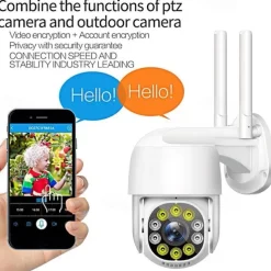 Wireless Wifi IP Dome Camera, Outdoor Waterproof Surveillance Camera, CCTV IR Night Vision Motion Detection Camera, Two-way Audio Network PTZ Home Security Camera for Baby, Store, Office, Pet, Elder