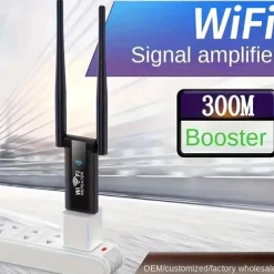Wireless Wifi Signal Amplifier 300Mbps 2.4G Portable Signal BoosterRepeater USB-Powered High-Power WiFi Hotspot Extender ForComputer Office Indoor