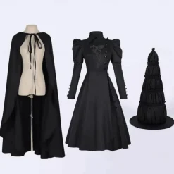 Witch Elphaba Dress Cloak Outfits Walpurgis Night Movie TV Theme Costumes Movie Cosplay for Women's Adults' Halloween Carnival Mardi Gras Performance Party Stage
