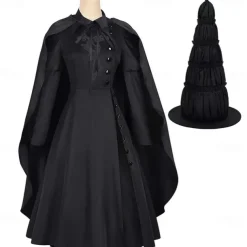 Witch Elphaba Dress Cloak Outfits Walpurgis Night Movie TV Theme Costumes Movie Cosplay for Women's Adults' Halloween Carnival Mardi Gras Performance Party Stage