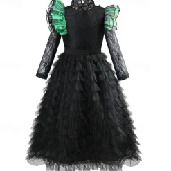 Witch Fairy Elphaba Dress Tulle Dresses Movie Cosplay Costume Carnival Costume Walpurgis Night Dress Up Movie Cosplay for Girls' Kids Halloween Carnival World Book Day Performance Party Comic Con