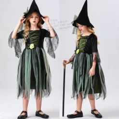 Witch Halloween Dress Cosplay Costume Walpurgis Night Cosplay Kid's Girls' Carnival Masquerade Mardi Gras Performance Party Halloween Easy Halloween Costumes Dress Up